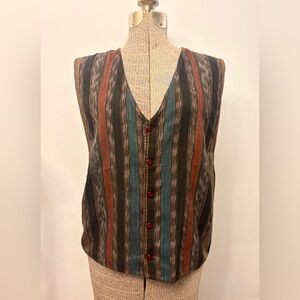 Free People Multicolor Striped Vest Vintage Y2K Button Down One Size
